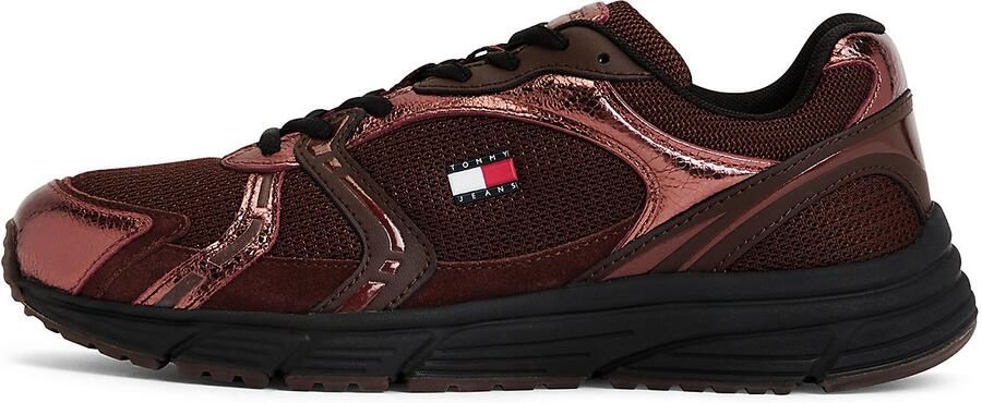 Tommy Jeans Sneakers laag chocoladebruin donkerbruin rood wit