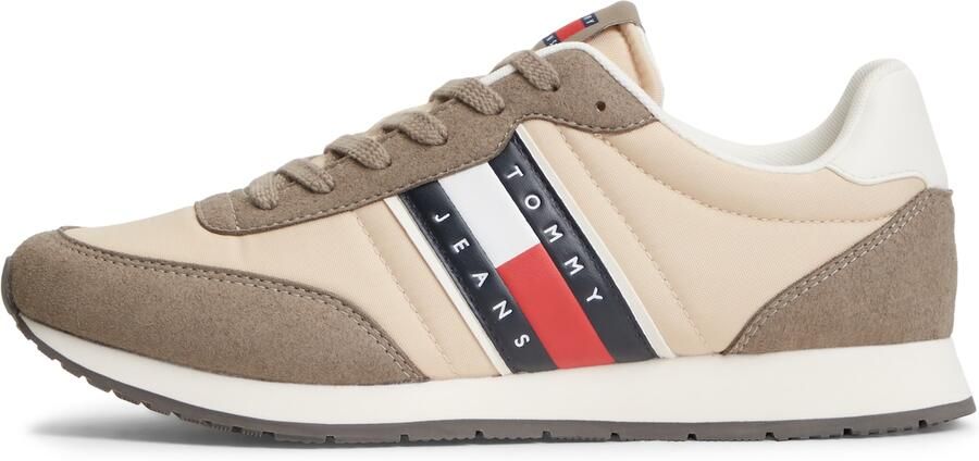 Tommy Jeans Sneakers hoog crème donkerbeige donkerblauw rood wit