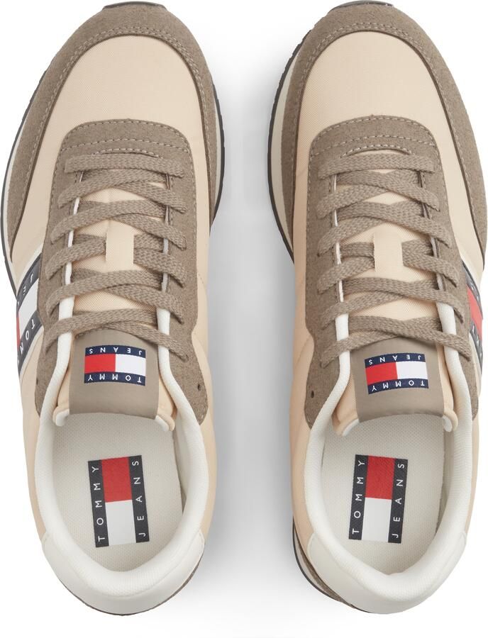 Tommy Jeans Sneakers hoog crème donkerbeige donkerblauw rood wit - Foto 3