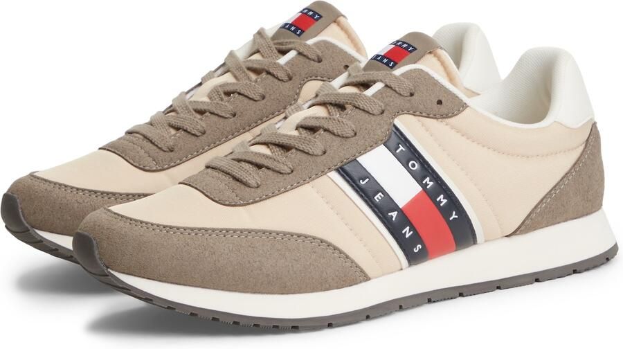 Tommy Jeans Sneakers hoog crème donkerbeige donkerblauw rood wit - Foto 5