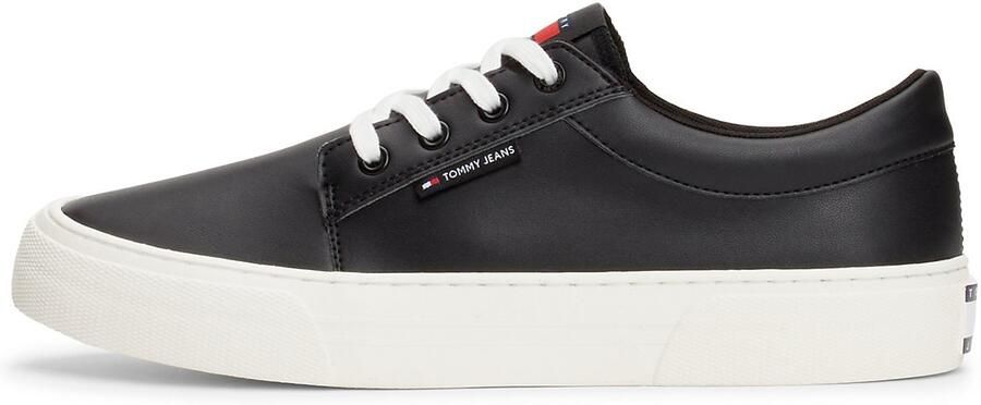 Tommy Jeans Zwarte PU Leren Skate Derby Sneakers Black Heren