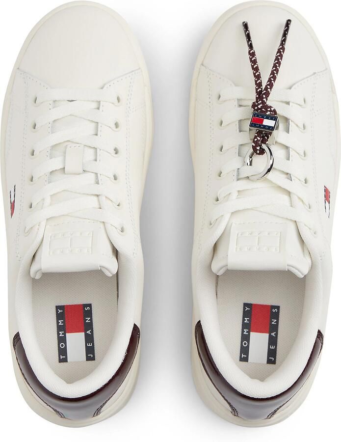 Tommy Jeans Sneakers laag lichtbeige donkerblauw donkerbruin rood - Foto 4