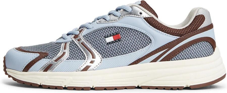 Tommy Jeans Sneakers laag lichtblauw bruin zilver