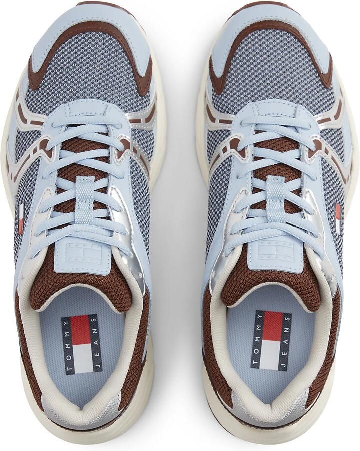 Tommy Jeans Sneakers laag lichtblauw bruin zilver - Foto 3