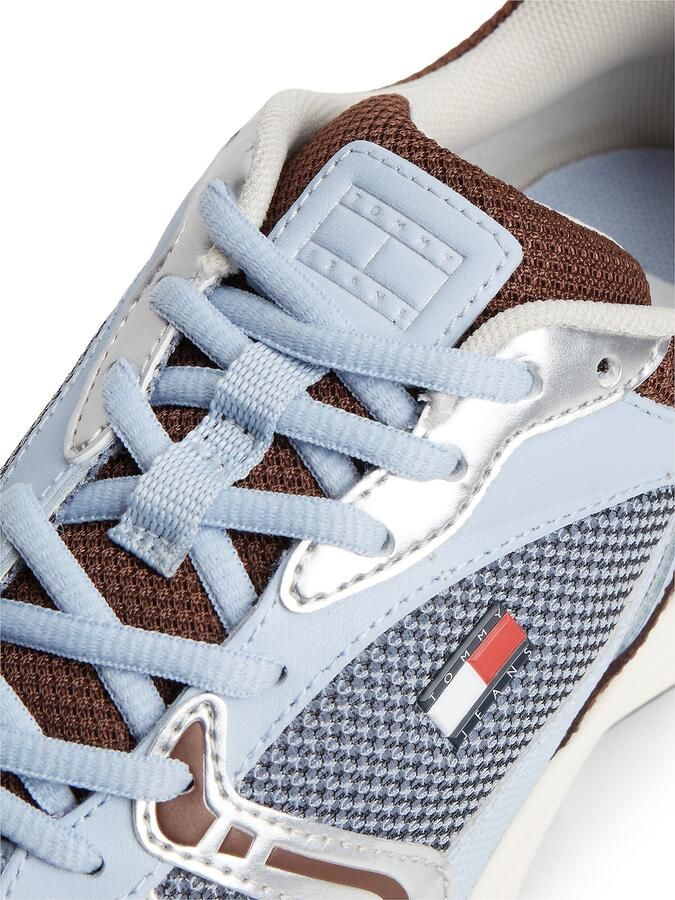 Tommy Jeans Sneakers laag lichtblauw bruin zilver - Foto 4