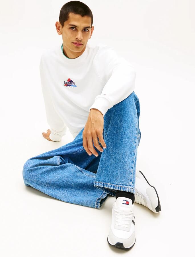Tommy Jeans Sneakers laag 'Logo Mixed Texture' lichtgrijs rood zwart wit - Foto 12