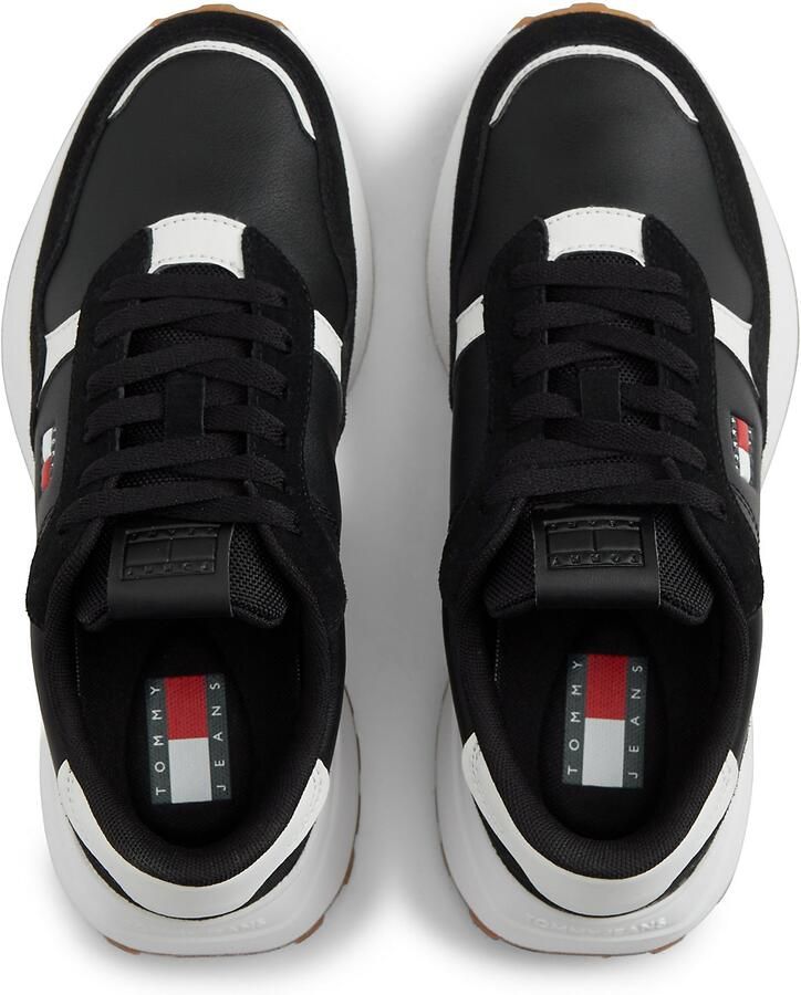 Tommy Jeans Sneakers laag rood zwart black denim wit - Foto 3