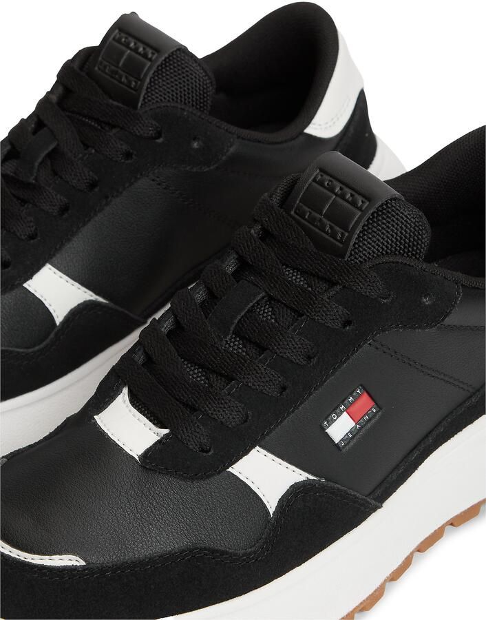 Tommy Jeans Sneakers laag rood zwart black denim wit - Foto 4