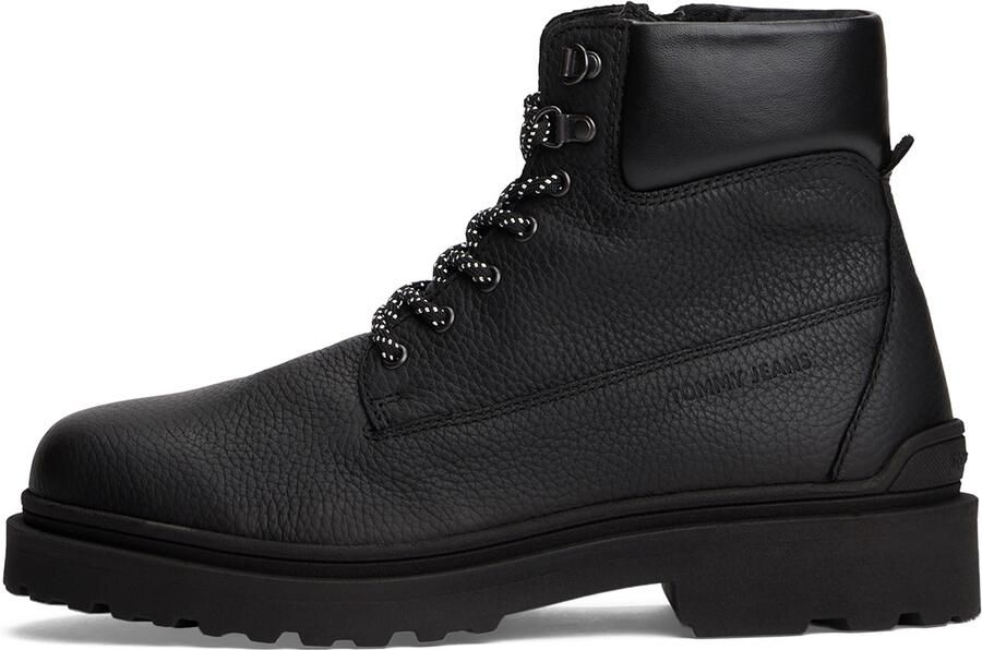 TOMMY JEANS Veterschoenen TJM LACE UP BOOT LEATHER veterenkellaars met zacht gevoerde schachtrand