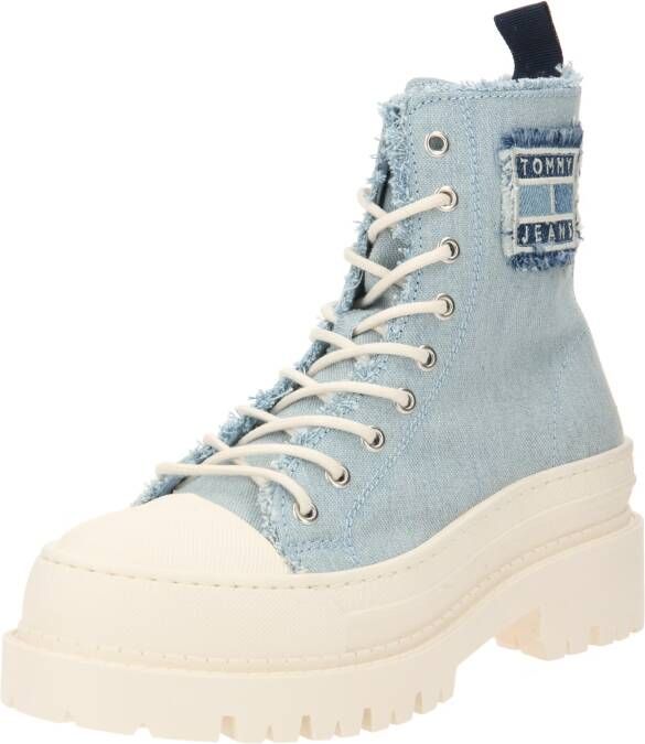 Tommy Jeans Veterboots met labelpatch model 'FOXING DENIM' - Foto 4