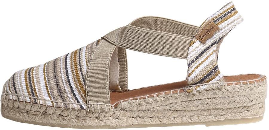 Toni Pons Veganistische espadrille van gestreept katoen voor dames met sleehak VINAROS - Foto 2