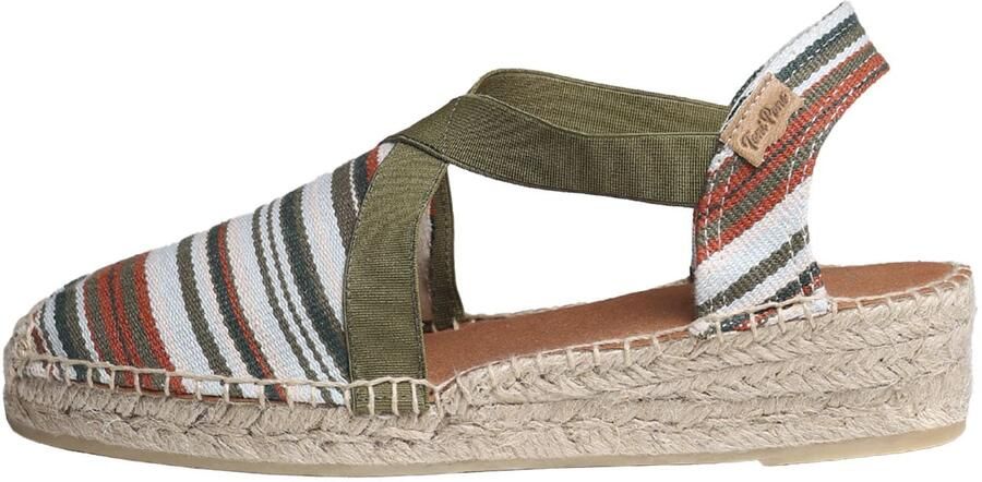 Toni Pons Veganistische espadrille van gestreept katoen voor dames met sleehak VINAROS