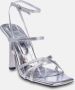 TRENDYOL SHOES Metallic Zilveren Bandjes Vierkante Teen Dames Sandalen Met Hak Takss24To00003 - Thumbnail 2