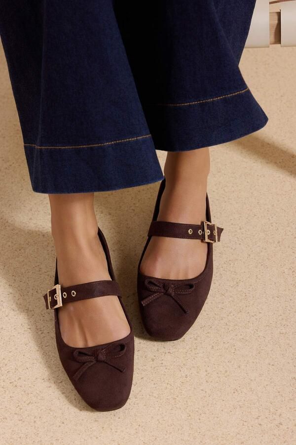 Trendyol Ballerina met riempjes bruin - Foto 6