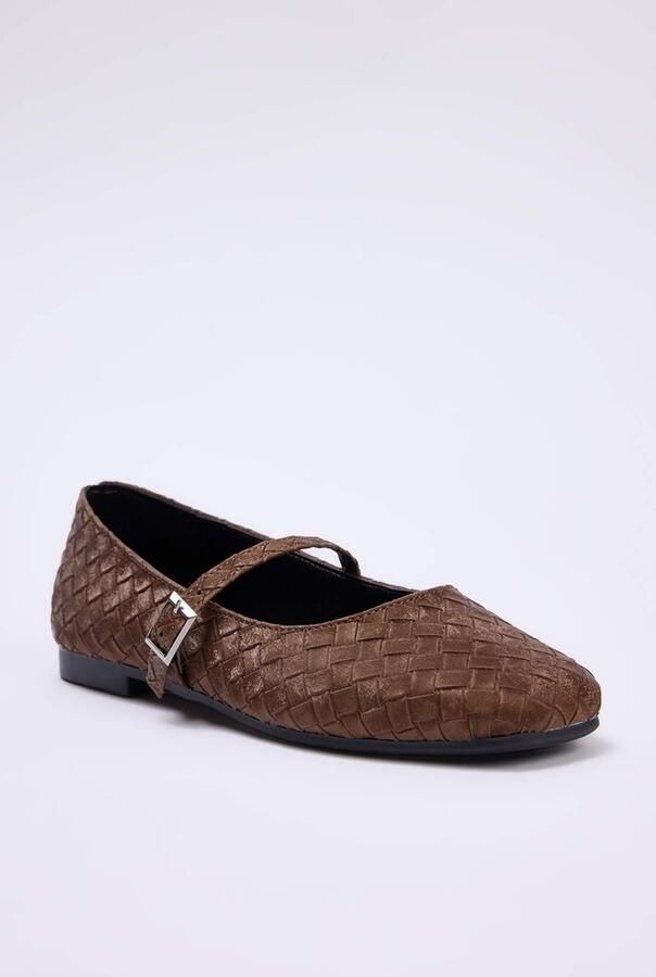 Trendyol Ballerina met riempjes chocoladebruin - Foto 3