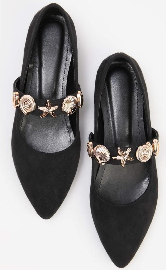 Trendyol Ballerina met riempjes goud zwart - Foto 6