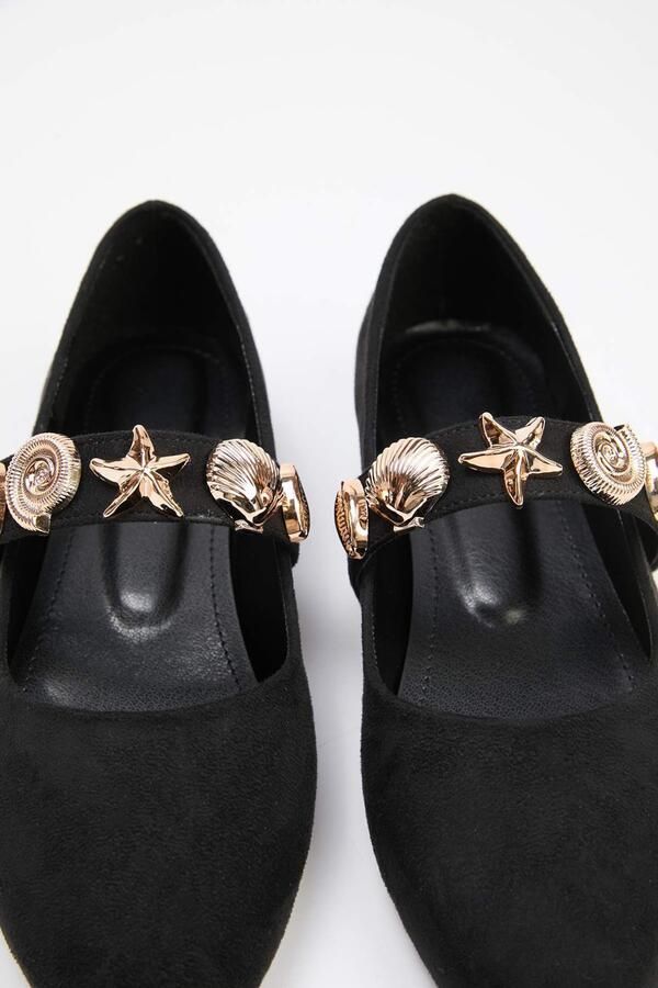 Trendyol Ballerina met riempjes goud zwart - Foto 5