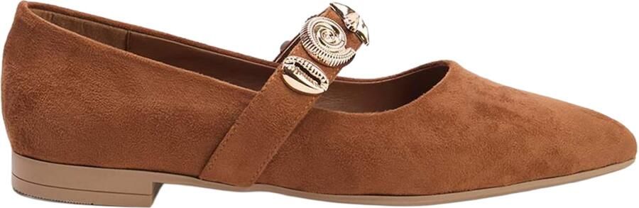 Trendyol Ballerina met riempjes karamel goud