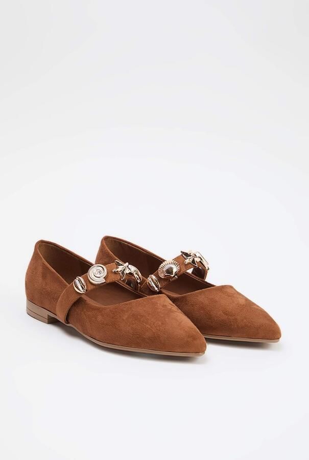 Trendyol Ballerina met riempjes karamel goud - Foto 3