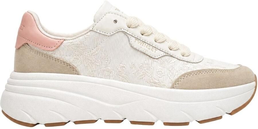 Twinset Sneakers laag 'fabric sneakers with floral embroidery' wit - Foto 3