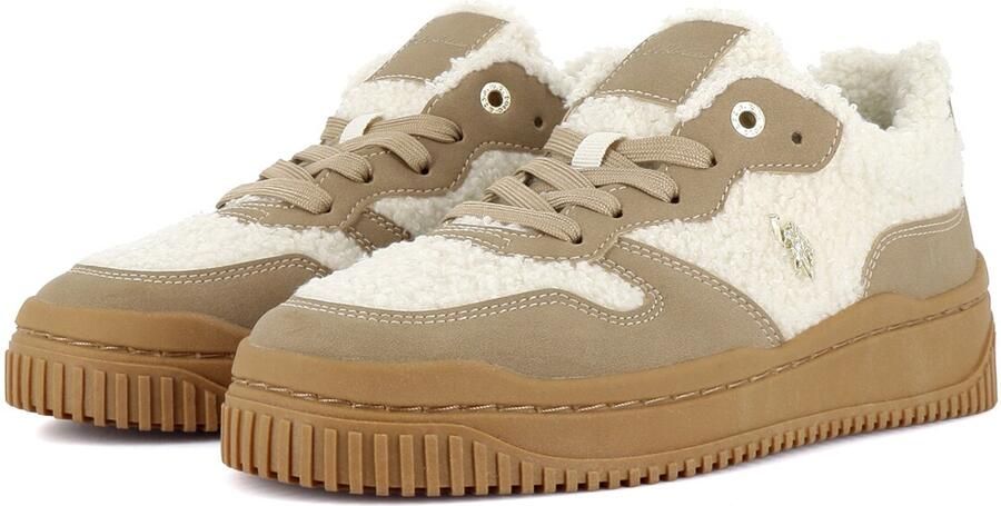 US POLO ASSN. Sneakers laag 'Amber' donkerbeige natuurwit - Foto 4
