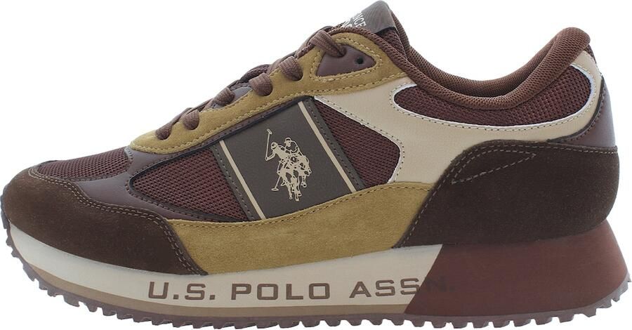 U.S. POLO ASSN. Sneakers laag donkerbruin geel bourgogne