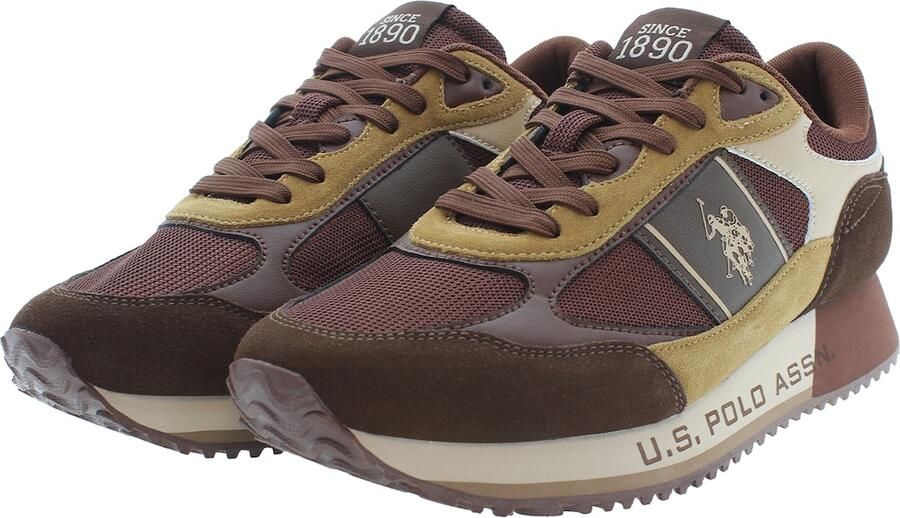 U.S. POLO ASSN. Sneakers laag donkerbruin geel bourgogne - Foto 4