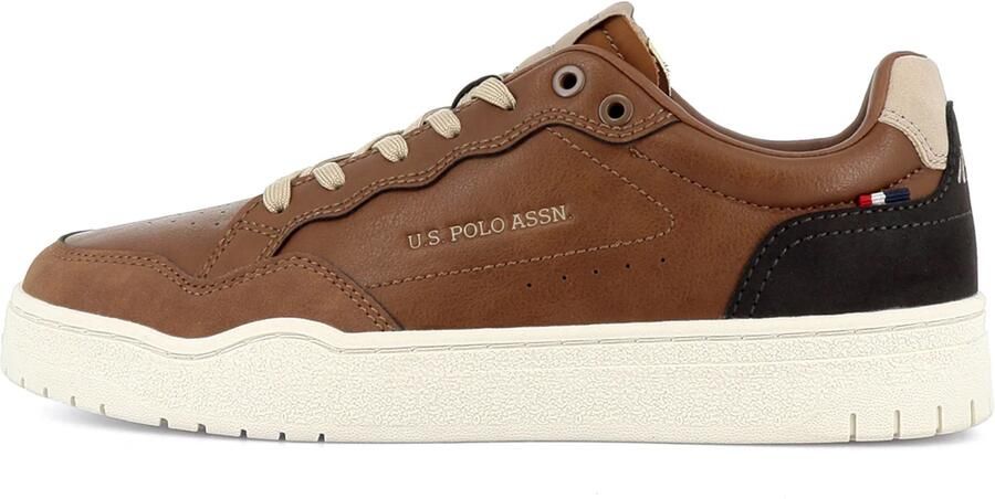 US POLO ASSN. Sneakers laag 'Elia' lichtbeige cognac zwart