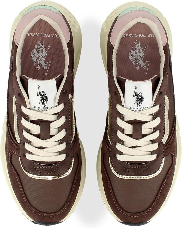 US POLO ASSN. Sneakers laag 'Seneka' chocoladebruin goud mintgroen rosa - Foto 2