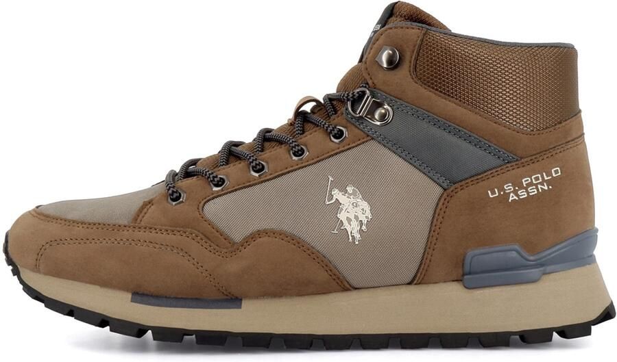 US POLO ASSN. Veterboots 'Aron' kastanjebruin brokaat grijs wit