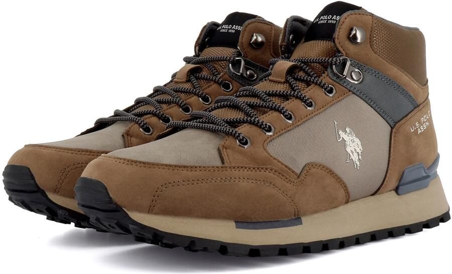 US POLO ASSN. Veterboots 'Aron' kastanjebruin brokaat grijs wit - Foto 4