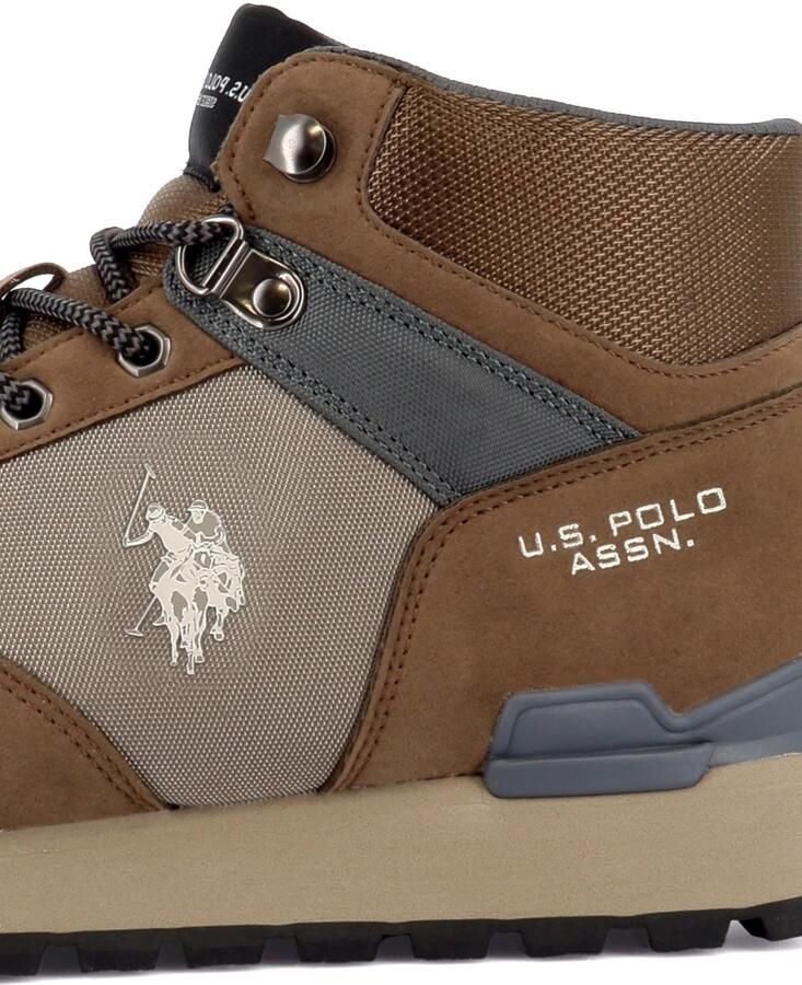 US POLO ASSN. Veterboots 'Aron' kastanjebruin brokaat grijs wit - Foto 2
