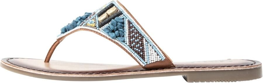 Usha FESTIVAL Teenslipper lichtblauw chocoladebruin goud wit