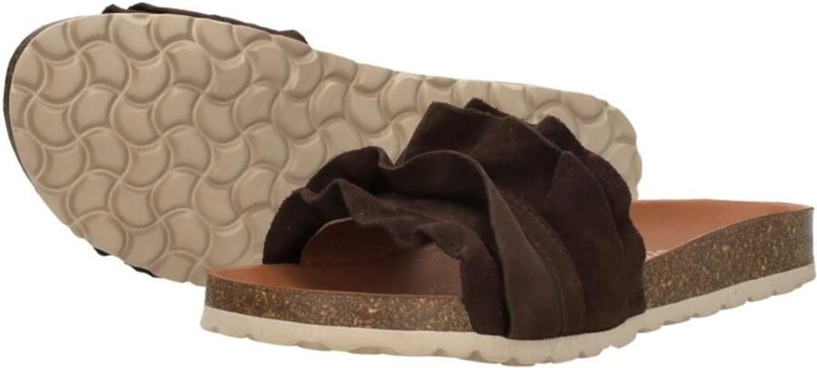 Verbenas Rocio serraje volante suède leren slippers donkerbruin - Foto 13