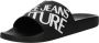 Versace Jeans Couture Zwarte Logo Pool Slides Sandalen Black Heren - Thumbnail 3