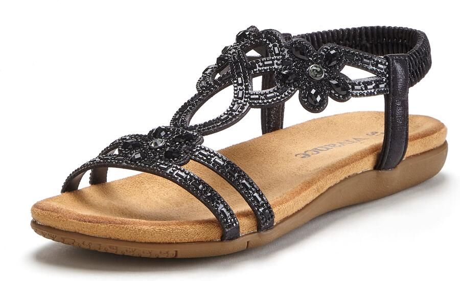 Vivance Sandalen Zomerschoen Sandalette zomerschoen met elastische banden & glittersteentjes VEGAN