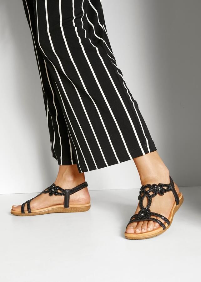Vivance Sandalen Zomerschoen Sandalette zomerschoen met elastische banden & glittersteentjes VEGAN - Foto 3