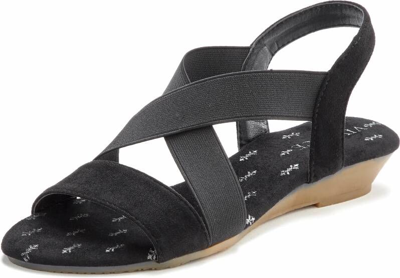 Vivance Sandaaltjes Zomerschoen Sandaal zomerschoen met elastische bandjes en sleehak VEGAN