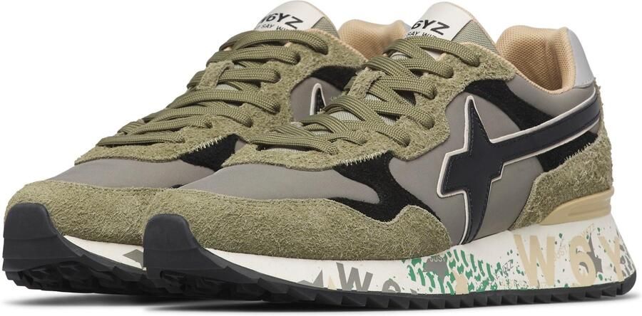 W6YZ Sneakers laag 'YAK-M.' grijs groen zwart wit - Foto 3