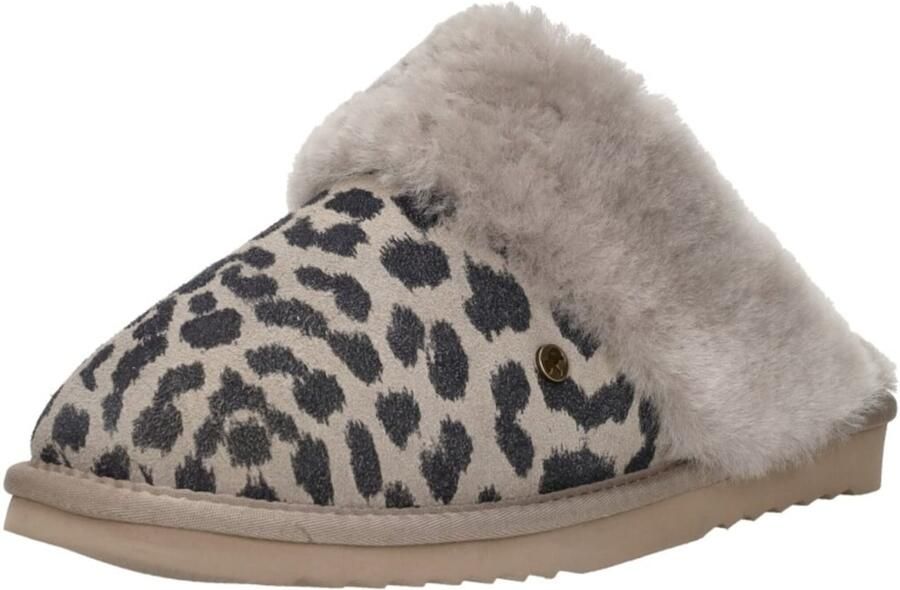 Warmbat Collie Print Panther Dames Sloffen Taupe - Foto 3