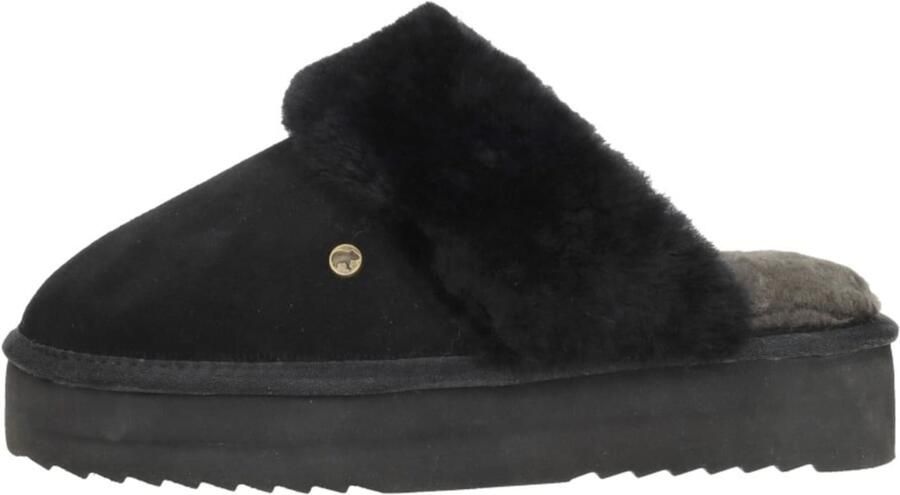 Warmbat Flurry Suede Plateau Dames Sloffen Zwart Zwart - Foto 7