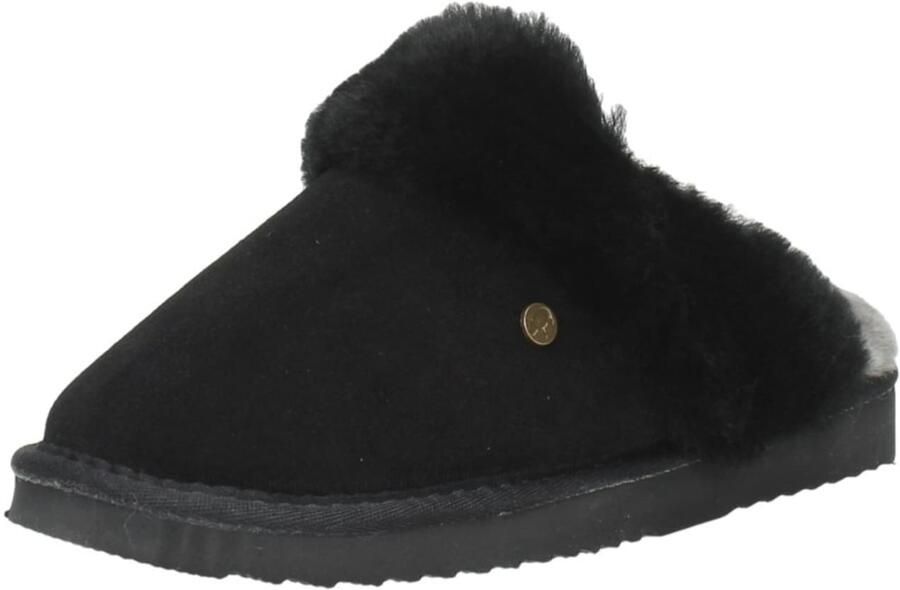 Warmbat Pantoffels Dames Sloffen Instappers Wol Harde zool Open hiel Flurry Zwart - Foto 9