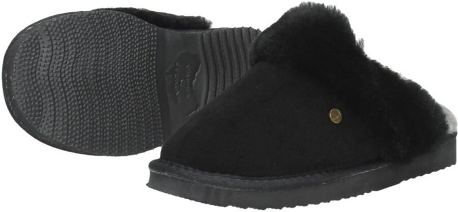 Warmbat Pantoffels Dames Sloffen Instappers Wol Harde zool Open hiel Flurry Zwart - Foto 11