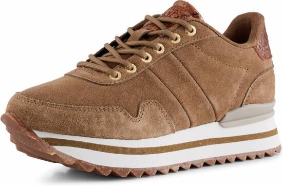 Woden Suede Plateau Sneaker met Visleer Brown Dames - Foto 3