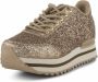 Woden Glinsterende Leren Sneaker met Plateauzool Beige Dames - Thumbnail 3