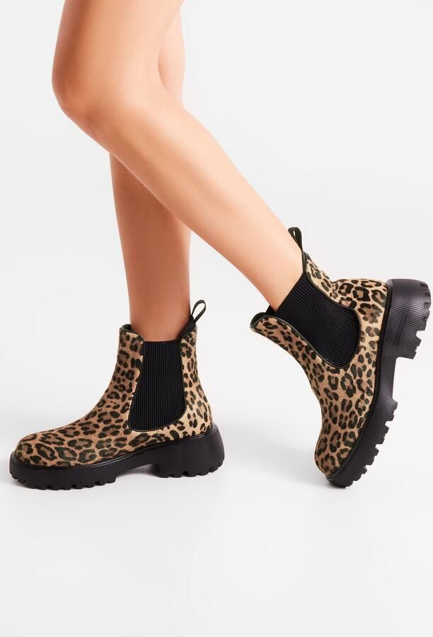 WODEN Chelsea boots 'Aya Leo' beige donkerbeige zwart - Foto 4