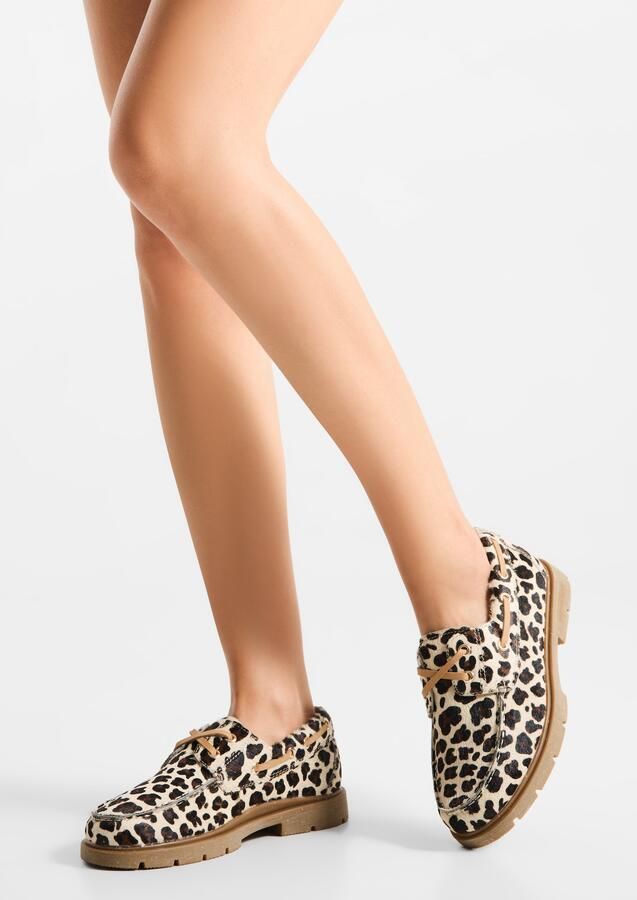 WODEN Mocassins 'Johanne Animal' donkerbruin offwhite - Foto 3