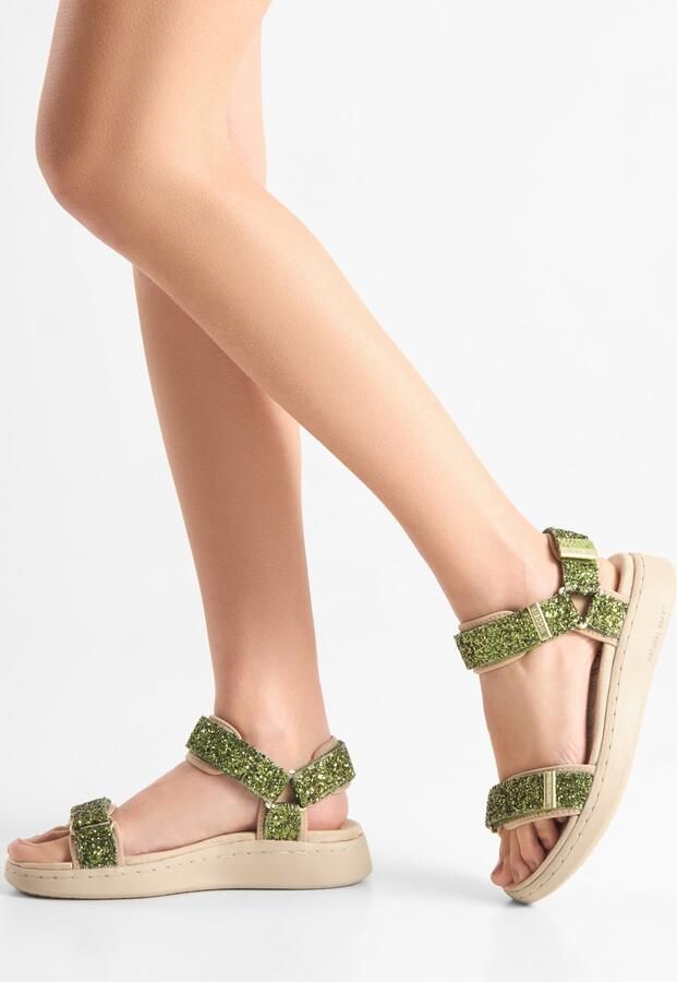 Woden Line Glitter Sandalen Groen Vrouw - Foto 4
