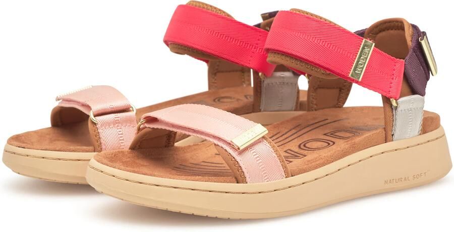 Woden Dames Platte sandalen Line Multi Textiel Plateauzool - Foto 10