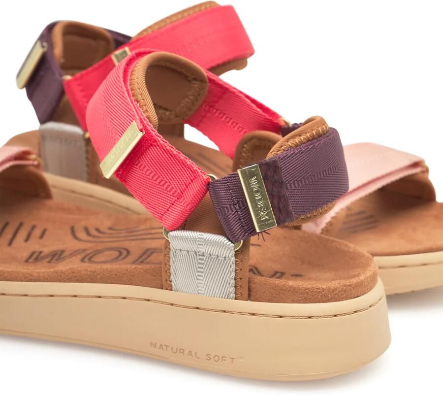 Woden Dames Platte sandalen Line Multi Textiel Plateauzool - Foto 7